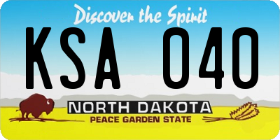 ND license plate KSA040