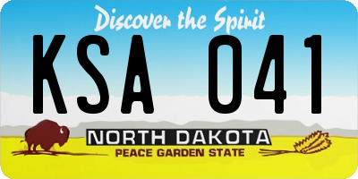 ND license plate KSA041