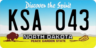 ND license plate KSA043