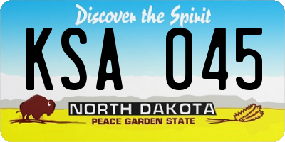 ND license plate KSA045