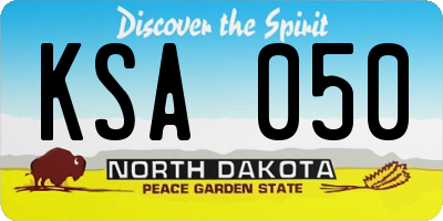 ND license plate KSA050
