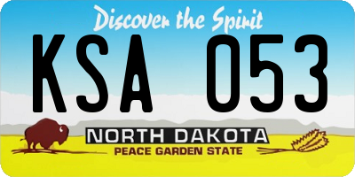 ND license plate KSA053