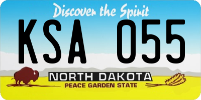 ND license plate KSA055