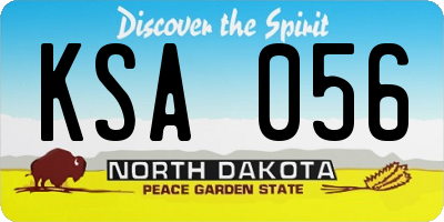 ND license plate KSA056