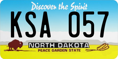 ND license plate KSA057