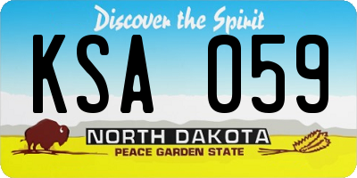 ND license plate KSA059