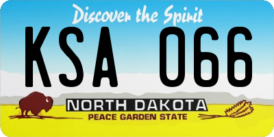ND license plate KSA066
