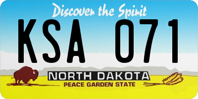 ND license plate KSA071