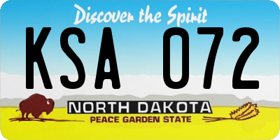 ND license plate KSA072