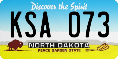 ND license plate KSA073