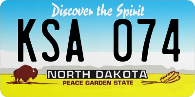 ND license plate KSA074
