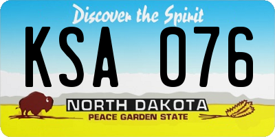 ND license plate KSA076