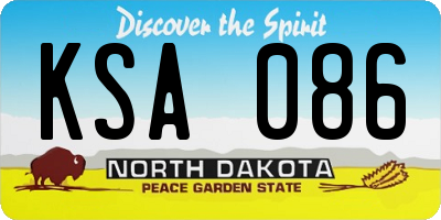ND license plate KSA086