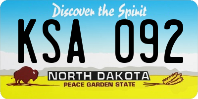 ND license plate KSA092