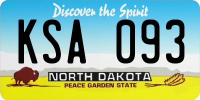 ND license plate KSA093