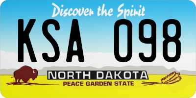 ND license plate KSA098