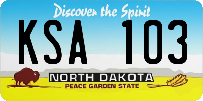 ND license plate KSA103