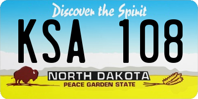 ND license plate KSA108