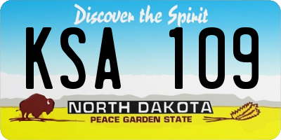 ND license plate KSA109