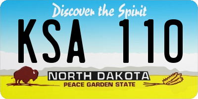 ND license plate KSA110