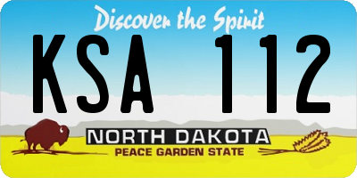 ND license plate KSA112
