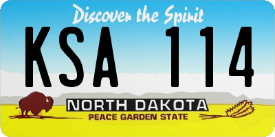 ND license plate KSA114