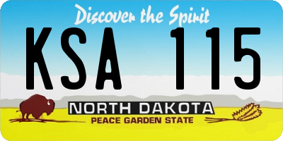 ND license plate KSA115