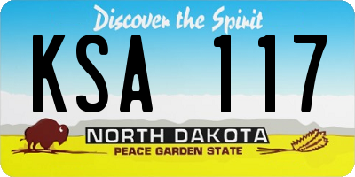 ND license plate KSA117