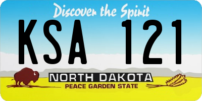 ND license plate KSA121