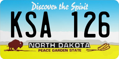 ND license plate KSA126