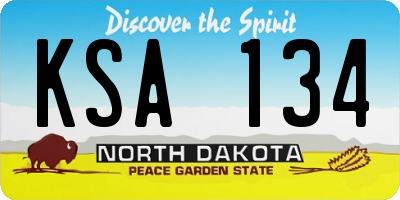 ND license plate KSA134