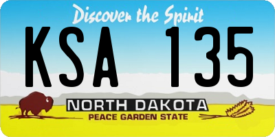 ND license plate KSA135