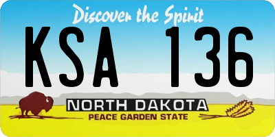 ND license plate KSA136