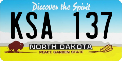 ND license plate KSA137