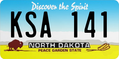 ND license plate KSA141
