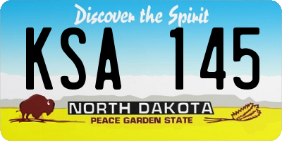 ND license plate KSA145