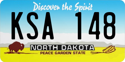 ND license plate KSA148