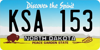 ND license plate KSA153