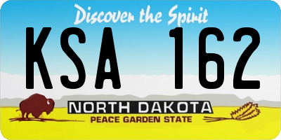 ND license plate KSA162