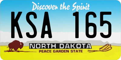 ND license plate KSA165
