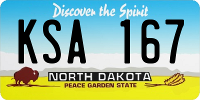 ND license plate KSA167