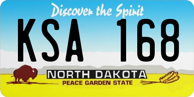 ND license plate KSA168