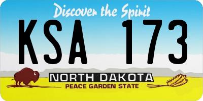 ND license plate KSA173