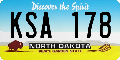 ND license plate KSA178