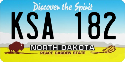 ND license plate KSA182