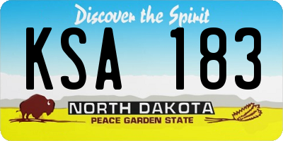 ND license plate KSA183