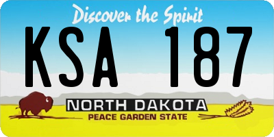ND license plate KSA187