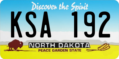 ND license plate KSA192