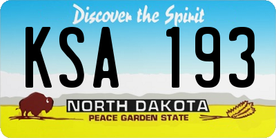 ND license plate KSA193