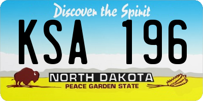 ND license plate KSA196